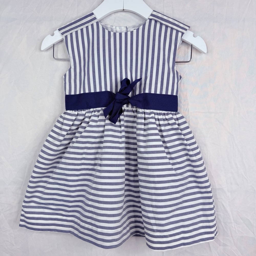 Carter's Girl Size 3T Stripe White & Blue Sun Dress Solid Lining & Cotton Blend